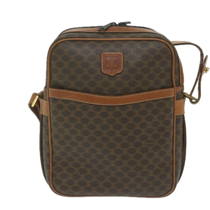 Celine Macadam Canvas Shoulder Bag PVC Leather Brown  62822