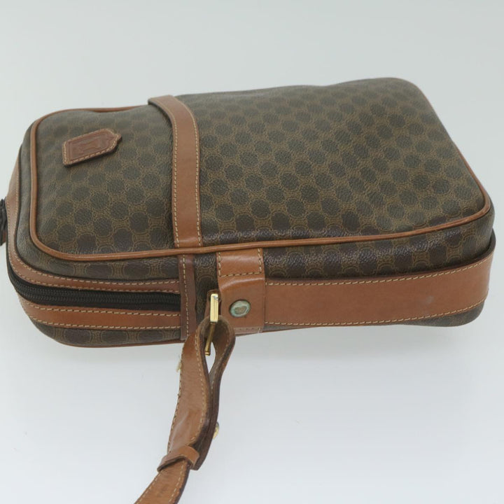 Celine Macadam Canvas Shoulder Bag PVC Leather Brown  62822