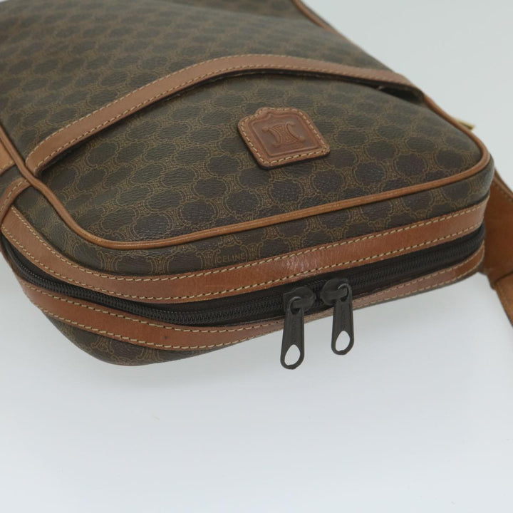 Celine Macadam Canvas Shoulder Bag PVC Leather Brown  62822