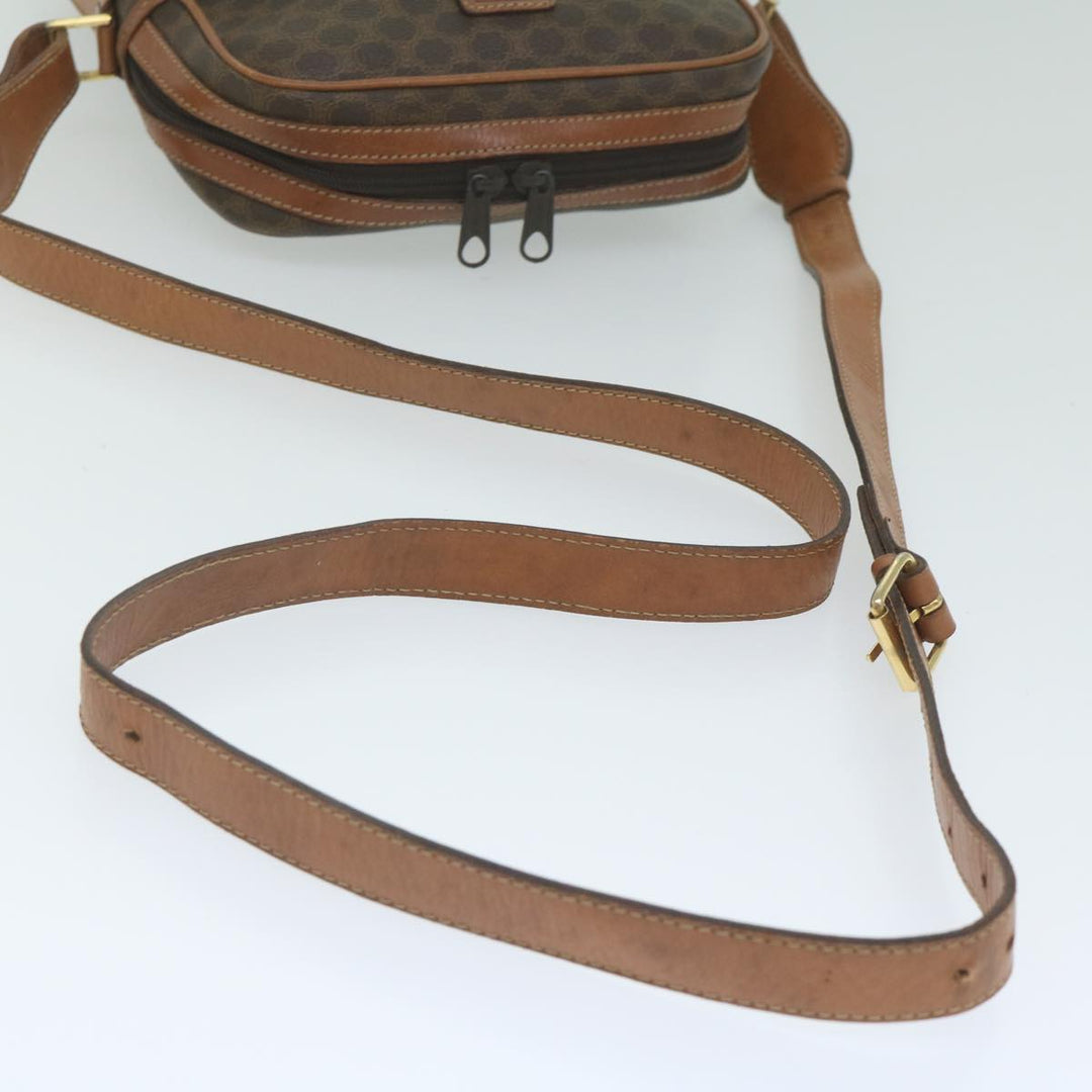 Celine Macadam Canvas Shoulder Bag PVC Leather Brown  62822