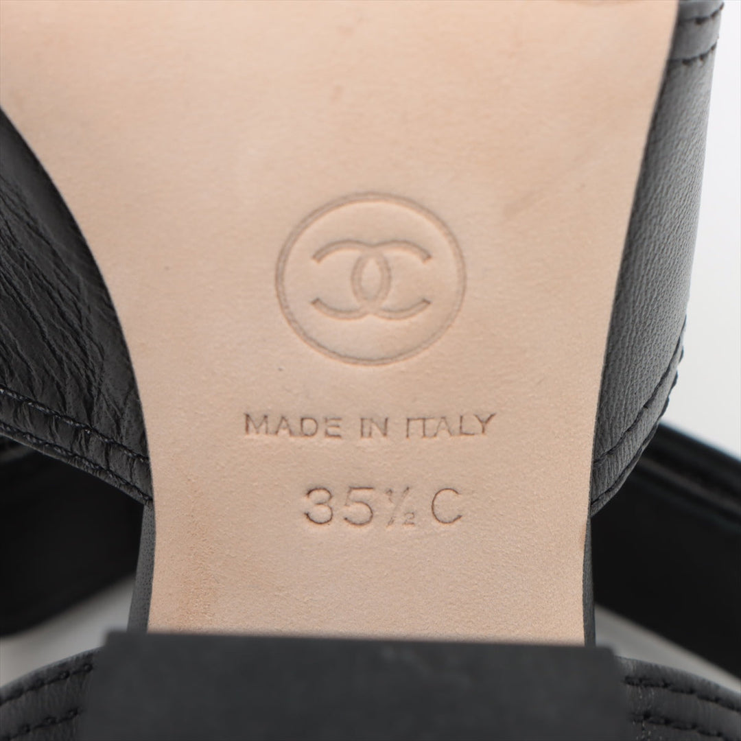 Top Quality Chanel Coco 22SS Leather Sandal 35.5C  Black G37387 Turn-Lock