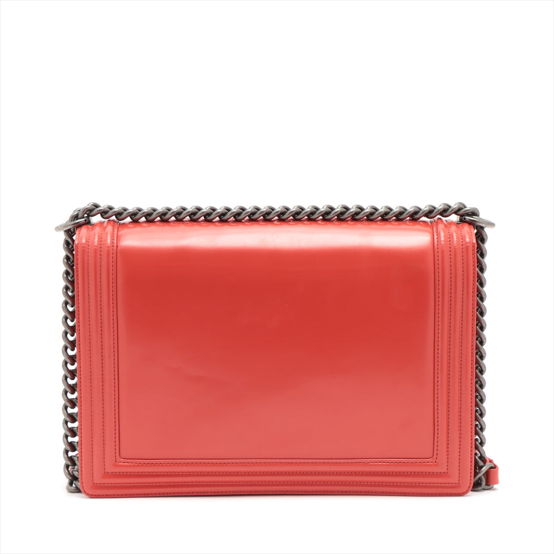 Top Quality Chanel Boy Top Quality Chanel Leather Chain Shoulder Bag Red Silver Gold