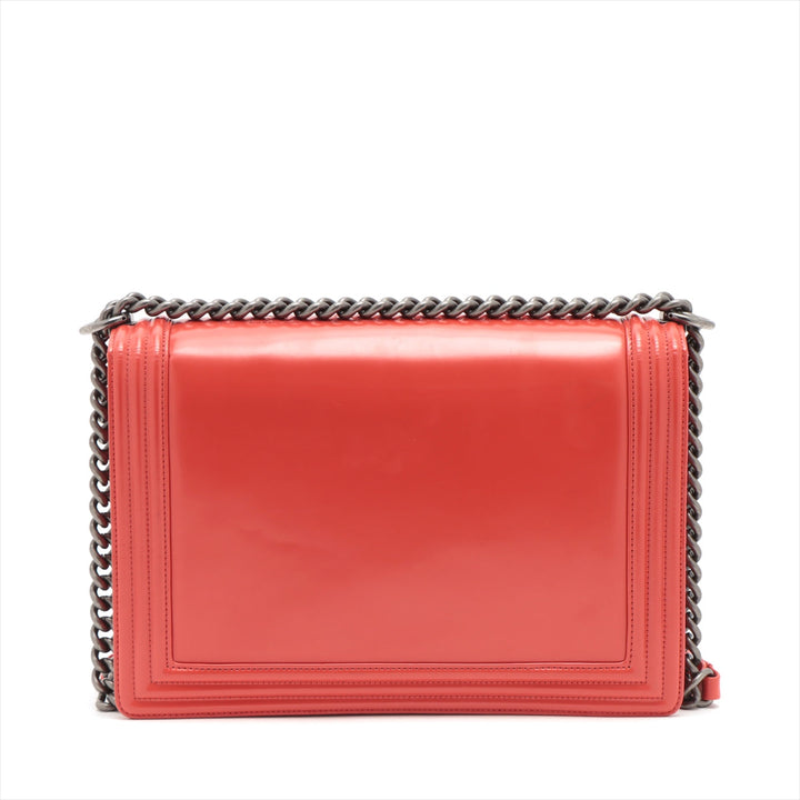 Top Quality Chanel Boy Top Quality Chanel Leather Chain Shoulder Bag Red Silver Gold