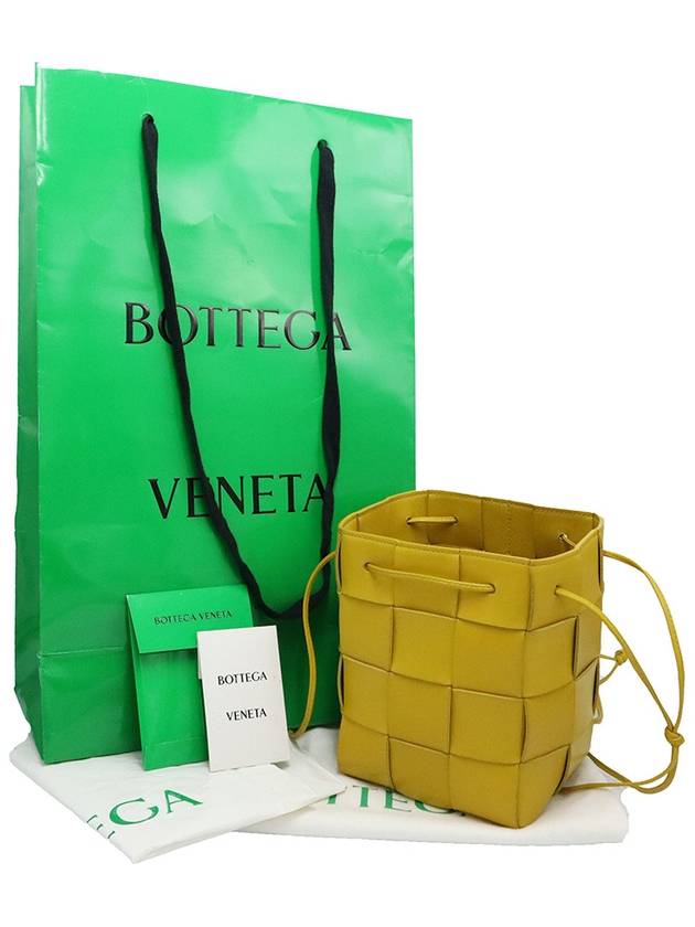 Bottega veneta Bottega veneta 680218 Yellow Intrecciato Weaving Small Cassette Crossbody Bucket Crossbag