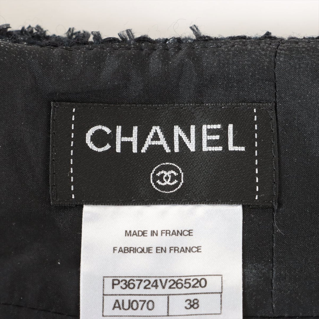 Top Quality Chanel Coconut Button P36 Wool x Nylon Setup 36/38  Black Twid