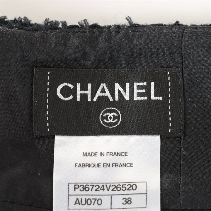 Top Quality Chanel Coconut Button P36 Wool x Nylon Setup 36/38  Black Twid