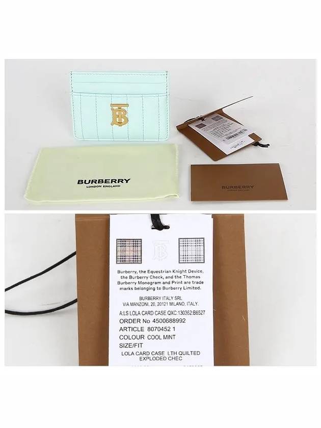 Burberry Laura Quilted Leather Card Wallet Cool Mint