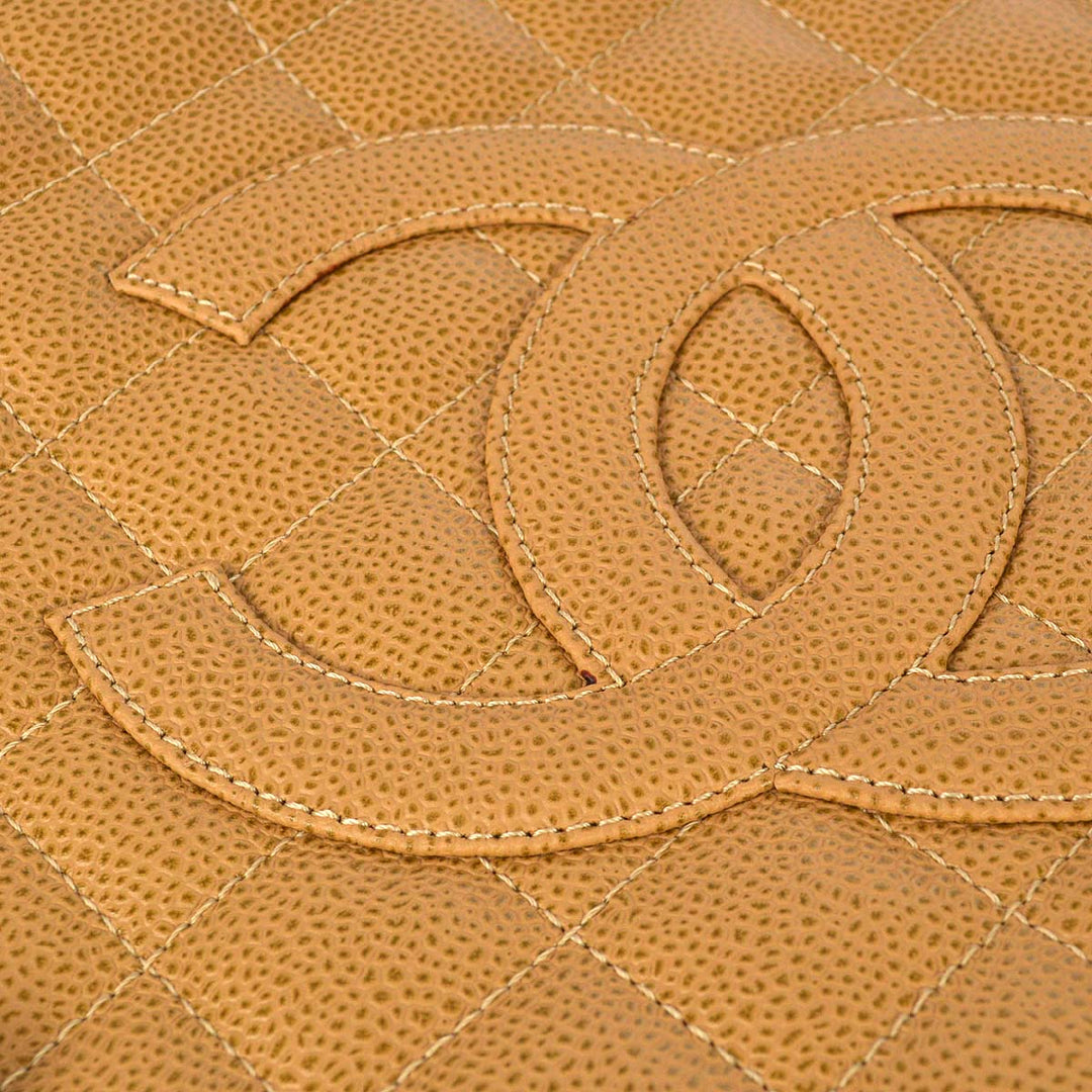 Top Quality Chanel 2003-2004 Beige Caviar Grand Shopping Tote GST Chain Handbag