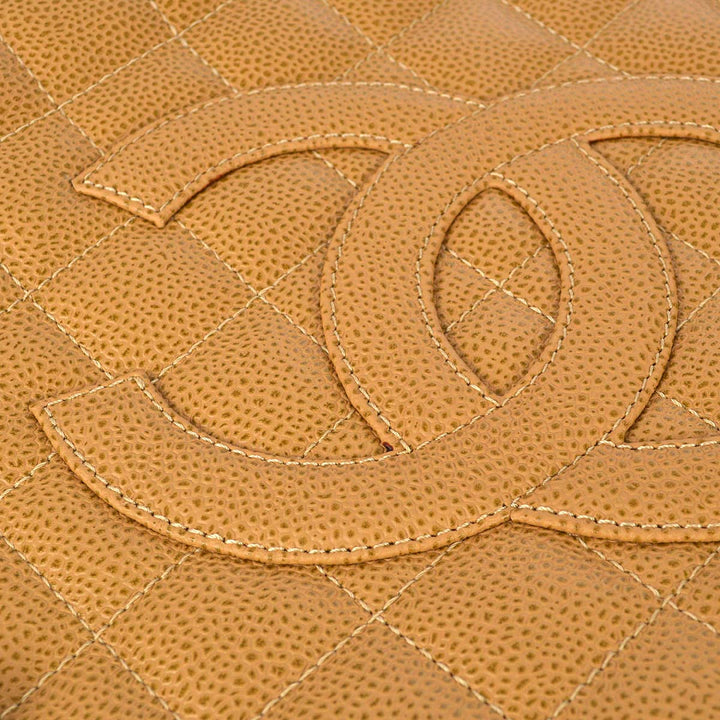 Top Quality Chanel 2003-2004 Beige Caviar Grand Shopping Tote GST Chain Handbag