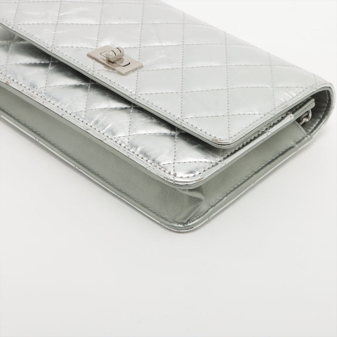 Top Quality Chanel 2.55 Leather Chain Wallet Silver Silver