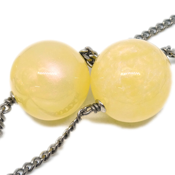 Top Quality Chanel Artificial Pearl Silver Chain Necklace White 99P