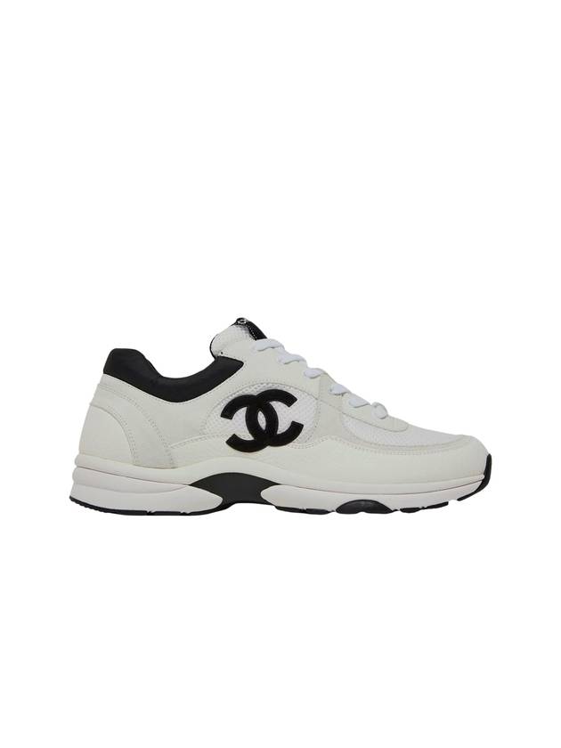 CC Logo Leather Low Top Sneakers White Chanel