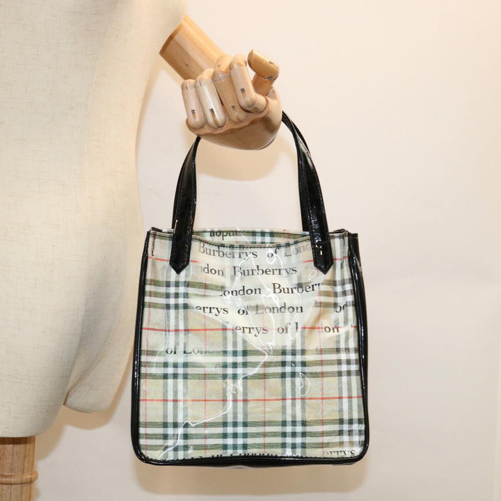 BURBERRYSs Nova Check Hand Bag Nylon Beige Auth 63085