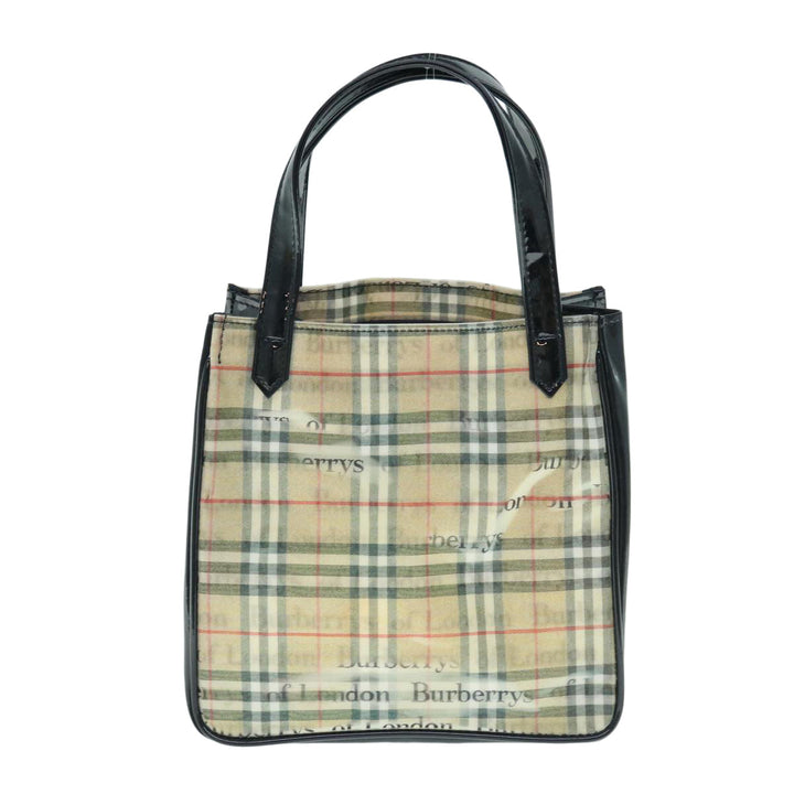 BURBERRYSs Nova Check Hand Bag Nylon Beige Auth 63085