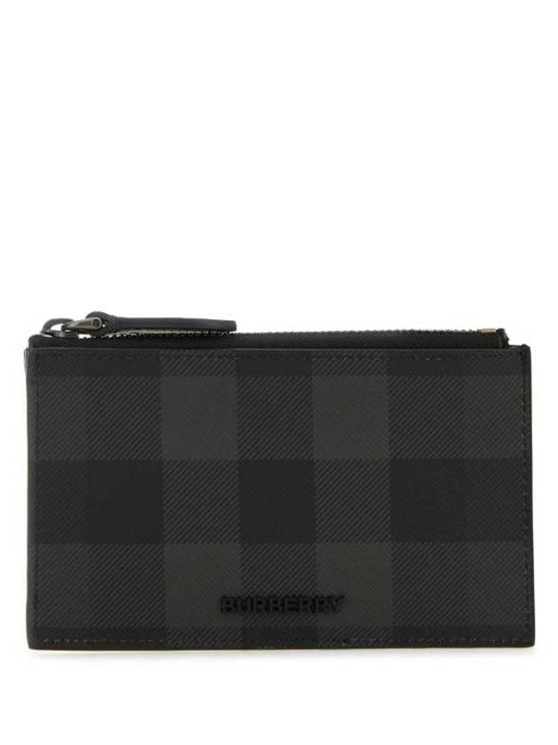 Burberry Check Zip Card Wallet Grey