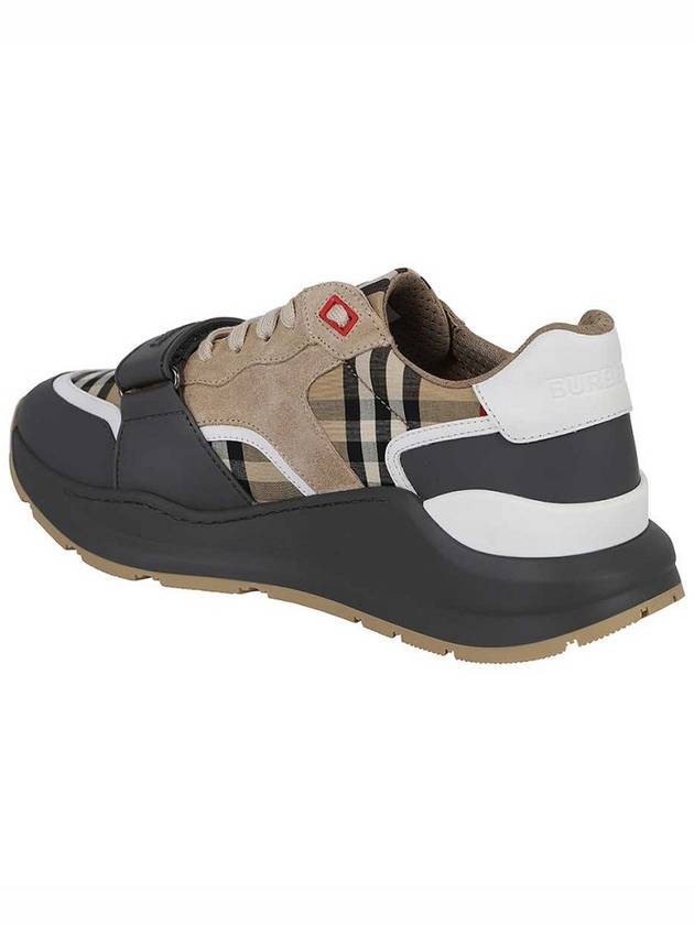 Burberry Vintage Check Suede Leather Sneakers Grey Archive Beige