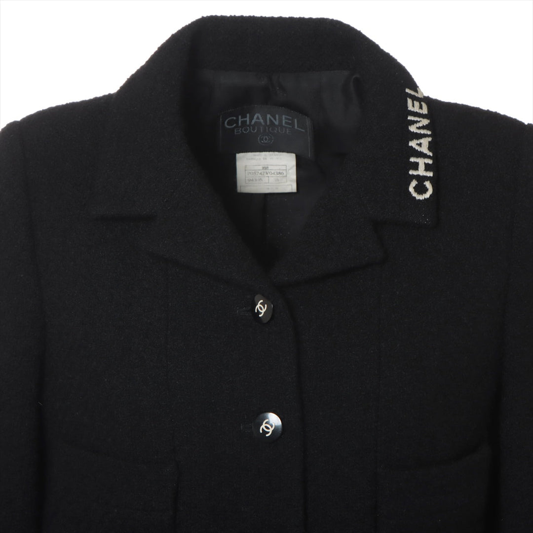 Top Quality Chanel Coconut Button 95A Wool  Nylon Jacket 38  Black P05747V04386 Twid Logo Stitching