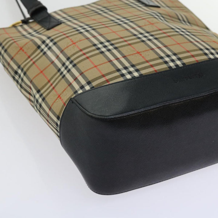 BURBERRY s Nova Check Tote Bag Nylon Canvas Beige Auth 63114