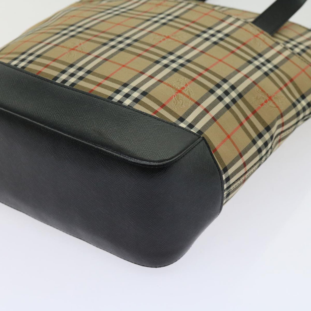 BURBERRY s Nova Check Tote Bag Nylon Canvas Beige Auth 63114