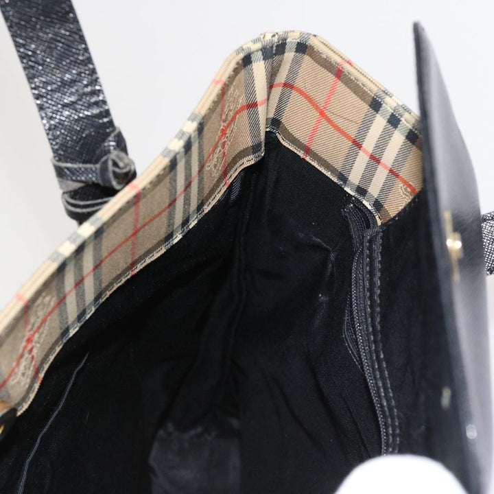 BURBERRY s Nova Check Tote Bag Nylon Canvas Beige Auth 63114