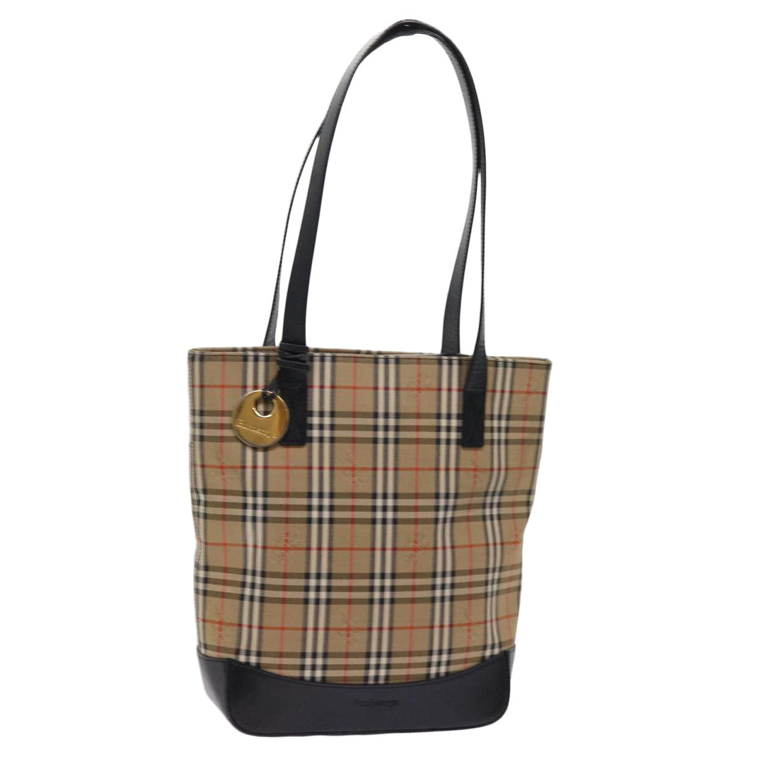 BURBERRYSs Nova Check Tote Bag Nylon Canvas Beige Auth 63114