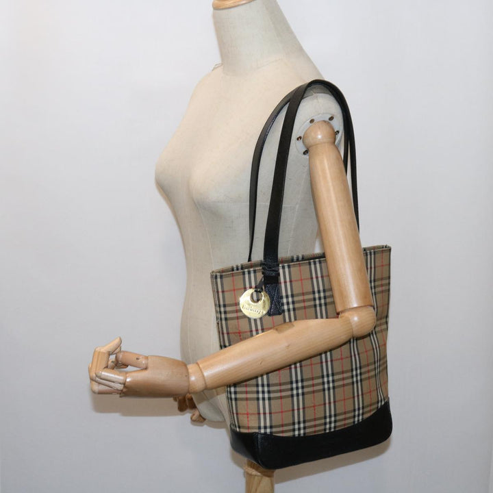 BURBERRY s Nova Check Tote Bag Nylon Canvas Beige Auth 63114