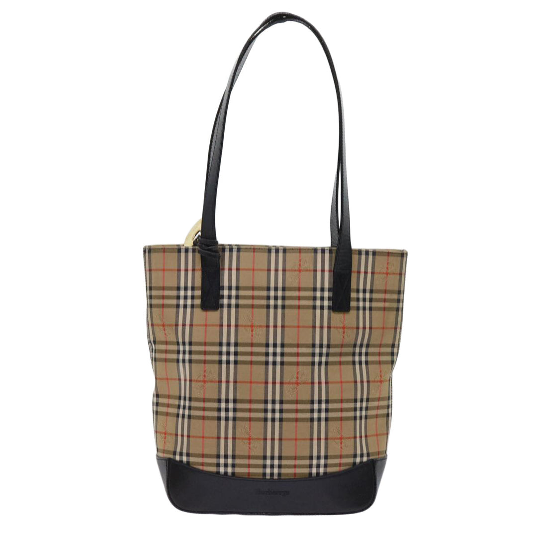 BURBERRYSs Nova Check Tote Bag Nylon Canvas Beige Auth 63114