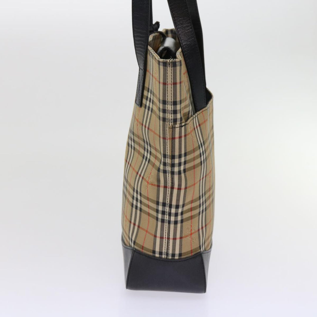 BURBERRYSs Nova Check Tote Bag Nylon Canvas Beige Auth 63114
