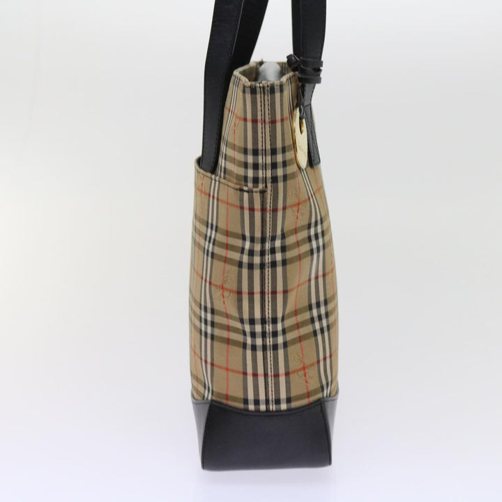 BURBERRYSs Nova Check Tote Bag Nylon Canvas Beige Auth 63114