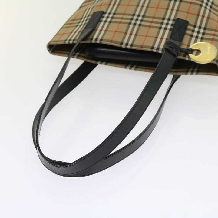 BURBERRYSs Nova Check Tote Bag Nylon Canvas Beige Auth 63114