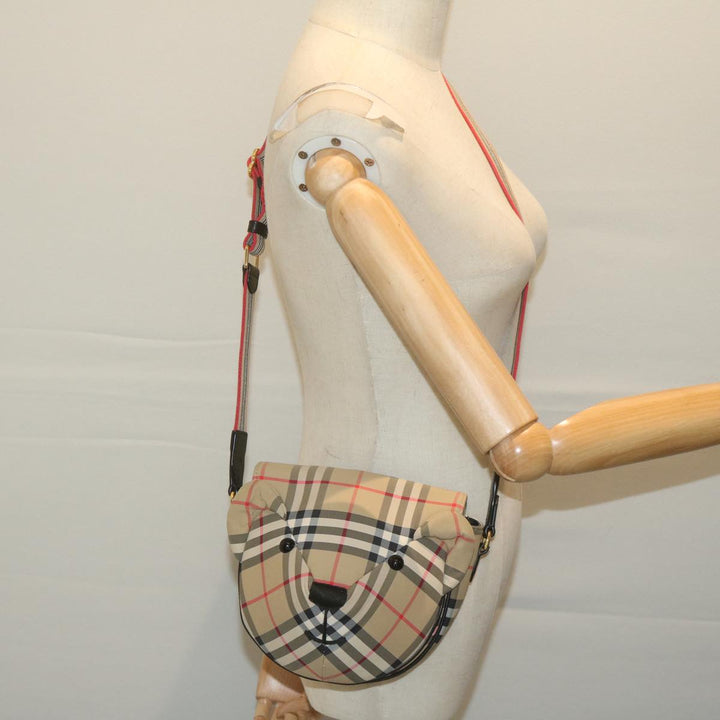 BURBERRY Nova Check Shoulder Bag Nylon Beige Auth 63139a