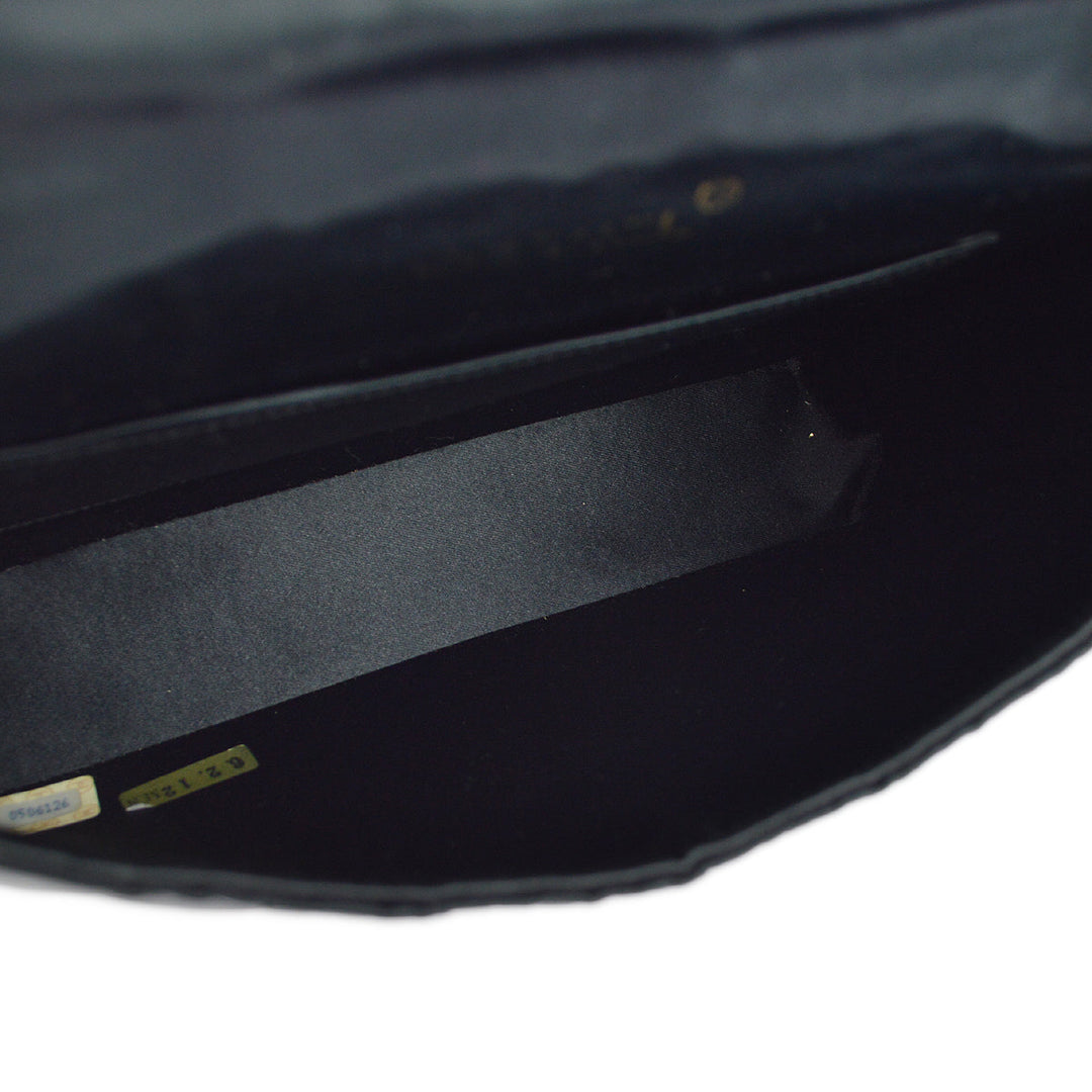 Top Quality Chanel Black Satin Rhinestone Chain Shoulder Bag
