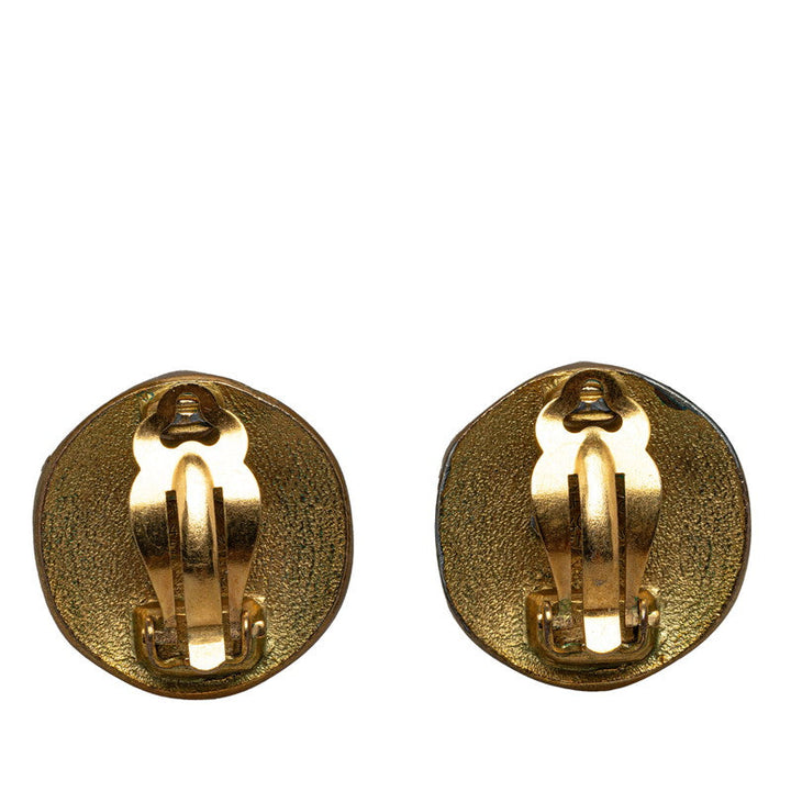 Top Quality Chanel Vintage Coco Round Earrings Gold Black   Chanel