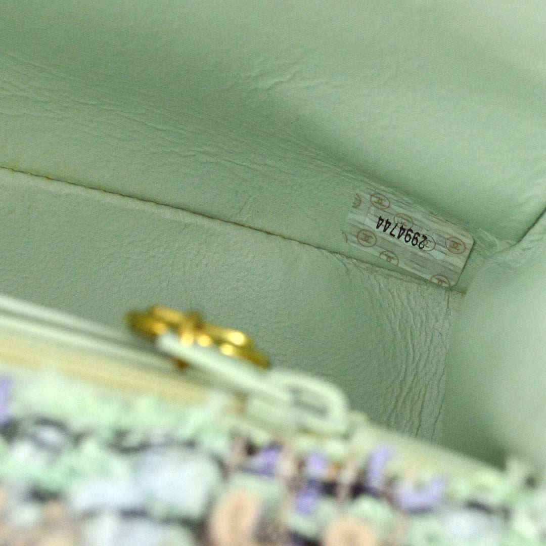 Top Quality Chanel * Light Blue Tweed Classic Flap Handbag Set