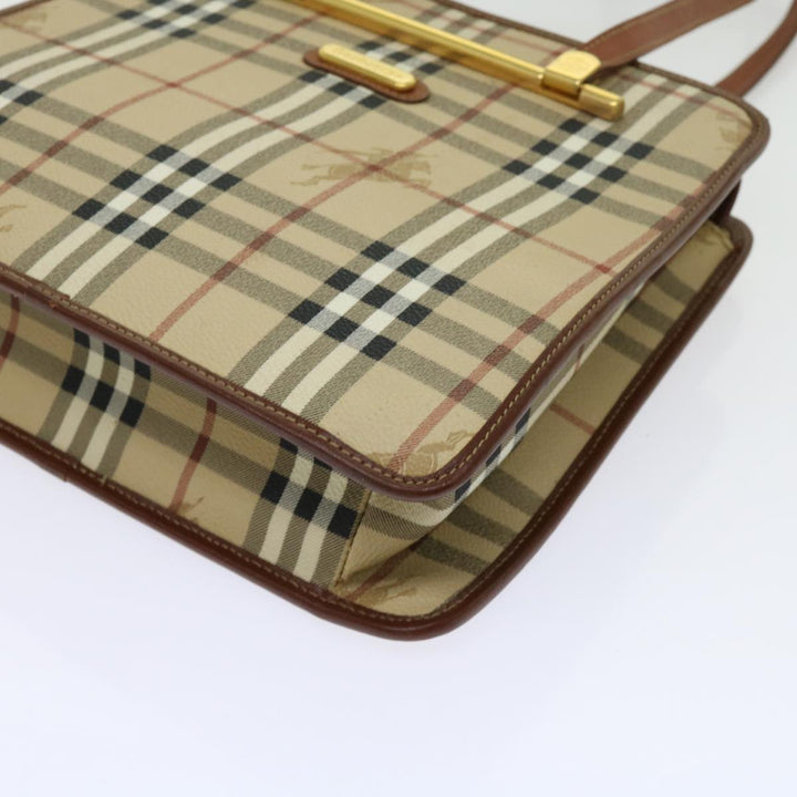 BurberrySs Nova Check Shoulder Bag PVC Leather Beige Auth 63316