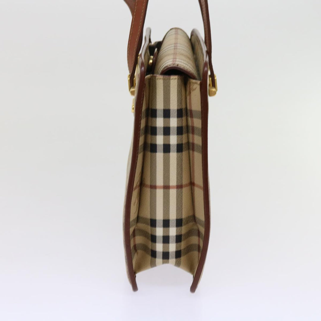 BurberrySs Nova Check Shoulder Bag PVC Leather Beige Auth 63316