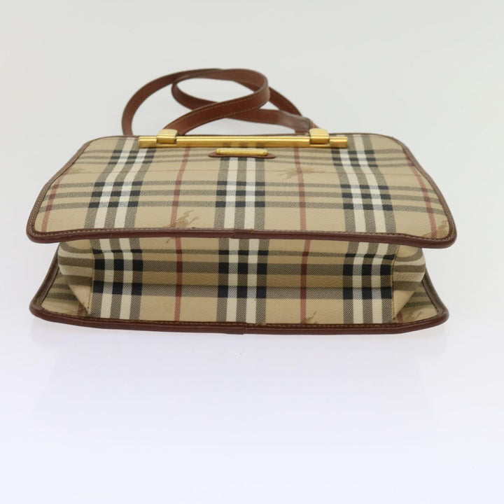 BurberrySs Nova Check Shoulder Bag PVC Leather Beige Auth 63316