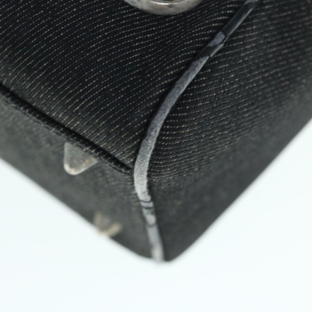 CHRISTIAN Top quality Dior Hand Bag Canvas Enamel Black Auth 63321