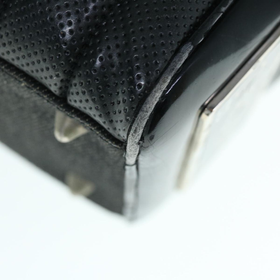 CHRISTIAN Top quality Dior Hand Bag Canvas Enamel Black Auth 63321