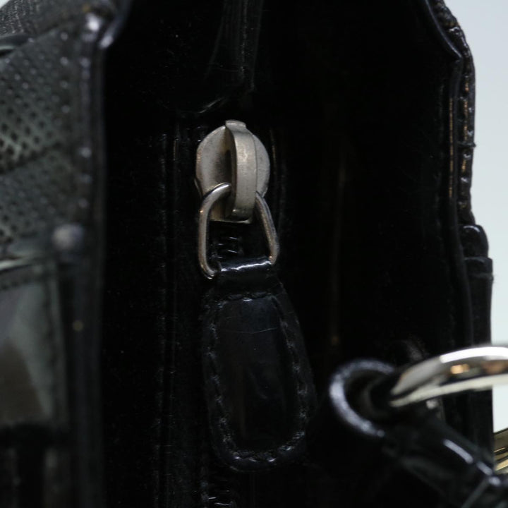 CHRISTIAN Top quality Dior Hand Bag Canvas Enamel Black Auth 63321