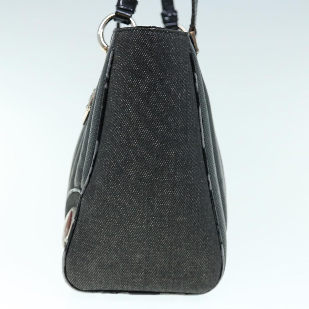 CHRISTIAN Top quality Dior Hand Bag Canvas Enamel Black Auth 63321