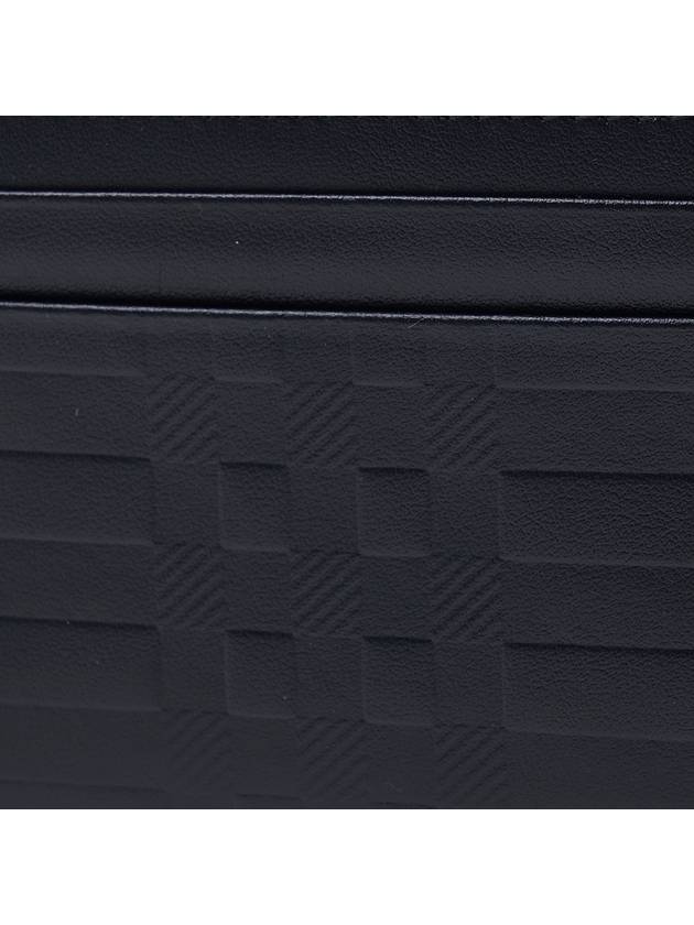 Burberry Embossed Check Leather Card Wallet Black