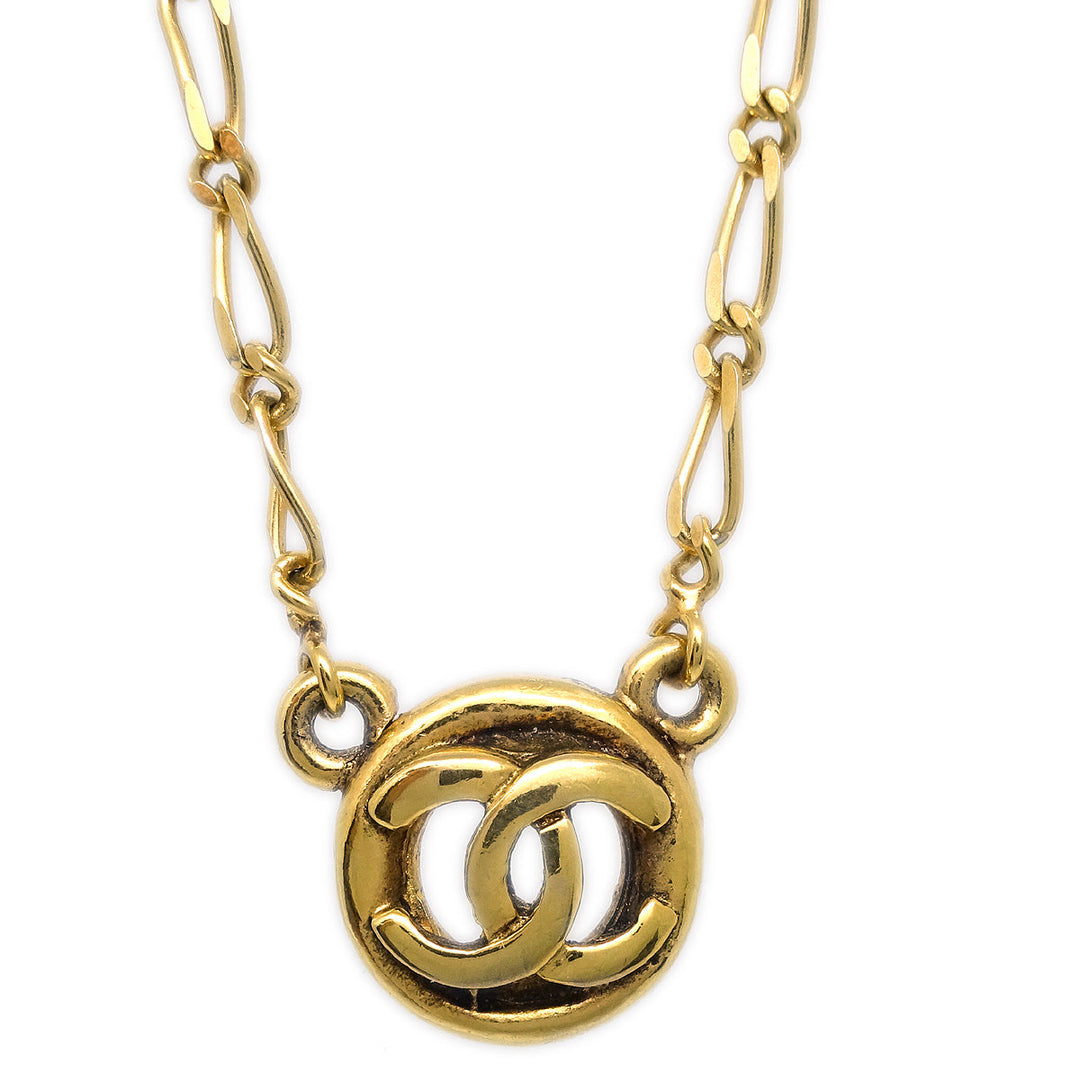 Top Quality Chanel Medallion Gold Chain Pendant Necklace 1983