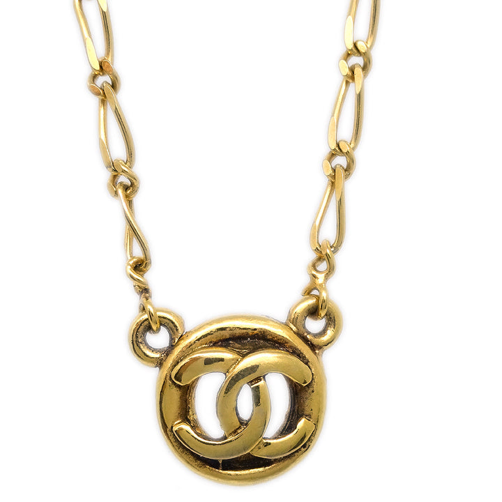 Top Quality Chanel Medallion Gold Chain Pendant Necklace 1983