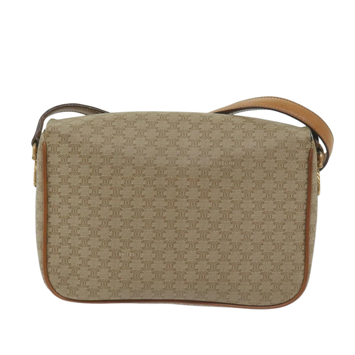 Celine Macadam Canvas Shoulder Bag Beige Auth 63574