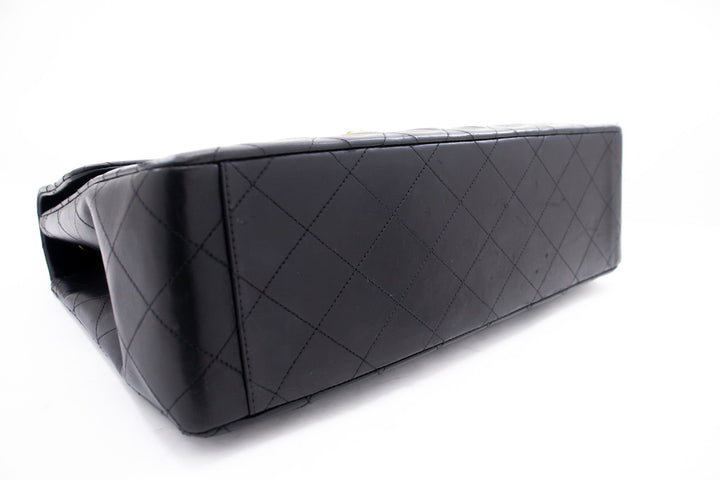 Chanel Classic Large 13" New Chain Shoulder Bag Black Lambskin