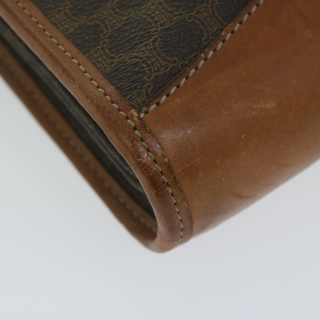 Celine Macadam Canvas Clutch Bag PVC Leather Brown Auth 63592