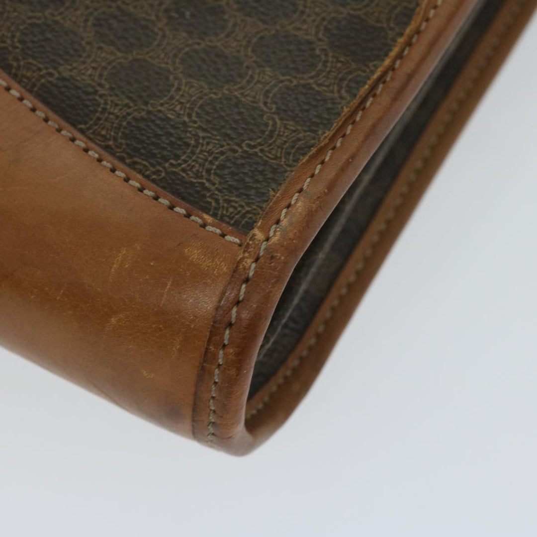 Celine Macadam Canvas Clutch Bag PVC Leather Brown Auth 63592