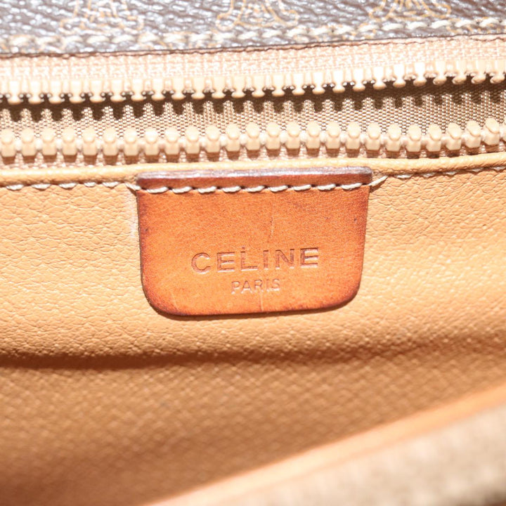 Celine Macadam Canvas Clutch Bag PVC Leather Brown Auth 63592