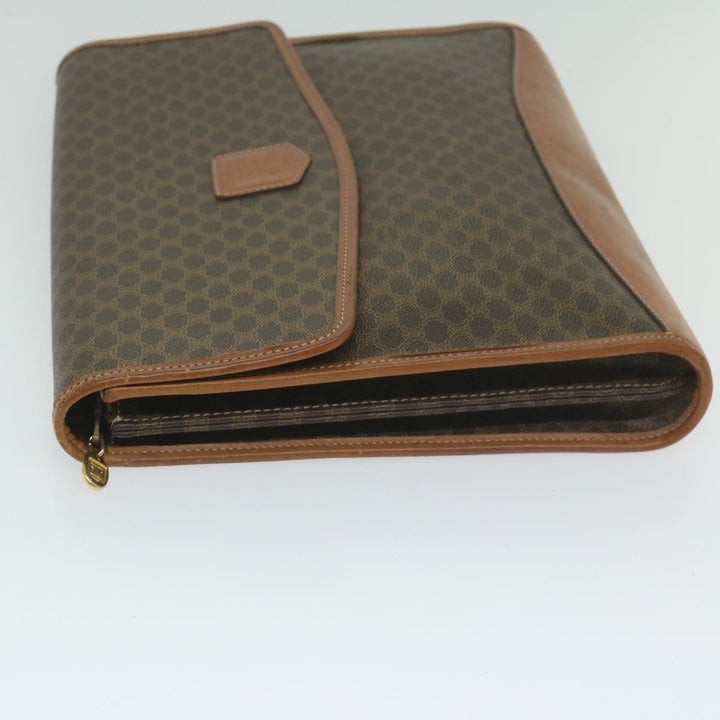 Celine Macadam Canvas Clutch Bag PVC Leather Brown Auth 63592
